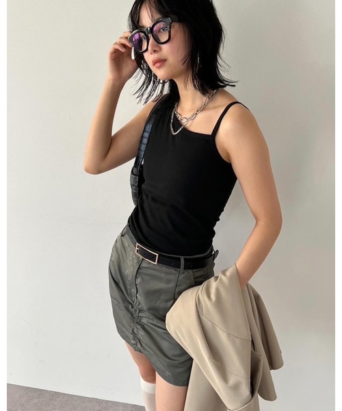 HANNE(アン)の「カップインアシンメトリータンク(Tシャツ/カットソー・レディース・ブラック/グレー/ベージュ・FREE)」の16枚目の写真