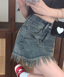 Chick | Fringe Tight Mini Denim Skirt / フリンジタイトミニスカート 2026年春夏(デニムスカート)