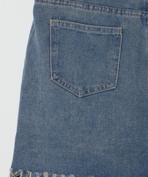 Fringe Tight Mini Denim Skirt / フリンジタイトミニスカート