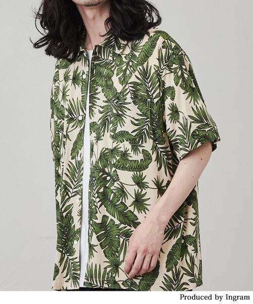 coen コーエン パッチワーク シャツ 七分袖 カーキ M coen（コーエン）の「KHAKI JUNGLE（カーキジャングル）別注ボタニカル