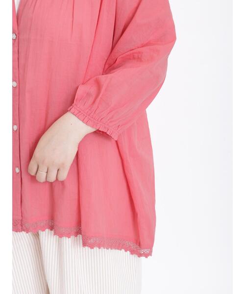 Samansa Mos2（サマンサ モスモス）の「インドボイル七分袖ギャザーブラウス（シャツ/ブラウス・レディース・ブラウン/レッド/グリーン/キナリ/ブラック・F）」の13枚目の写真