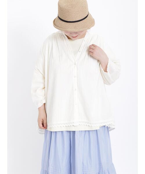 Samansa Mos2（サマンサ モスモス）の「インドボイル七分袖ギャザーブラウス（シャツ/ブラウス・レディース・ブラウン/レッド/グリーン/キナリ/ブラック・F）」の18枚目の写真