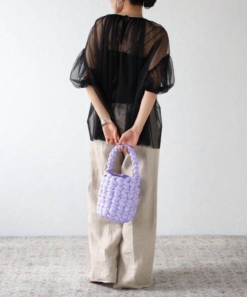 r.（アールドット）の「チュールレイヤード パフスリーブギャザーブラウス（シャツ/ブラウス・レディース・ブラック/アイボリー/チャコールグレー/グレー・FREE）」の6枚目の写真