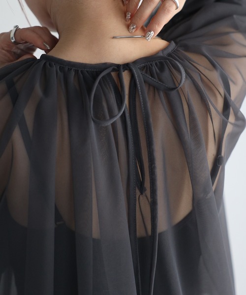 AD2006 archive パフスリーブフリルギャザートップス チュール 黒 AD2006 archive パフスリーブフリルギャザートップス チュール 黒