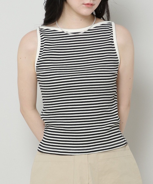 3.3 Field Trip （3.3フィールドトリップ）の「3.3 Field Trip／ボートネックノンスリブ 2965190（タンクトップ・レディース・ブラック/カーキ・FREE）」の2枚目の写真