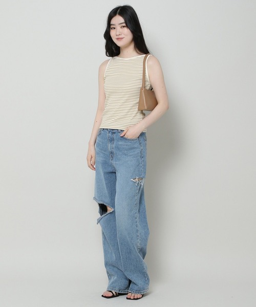 3.3 Field Trip （3.3フィールドトリップ）の「3.3 Field Trip／ボートネックノンスリブ 2965190（タンクトップ・レディース・ブラック/カーキ・FREE）」の4枚目の写真