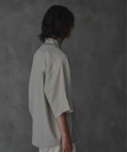 shiki tokyo（シキトウキョウ）の「Oversized Stitch Half Sleeve Shirt / オーバーサイズステッチハーフスリーブシャツ（シャツ/ブラウス・メンズ・ターコイズブルー/ライトグレー・SMALL/MEDIUM/LARGE）」の5枚目の写真