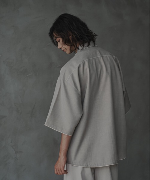 shiki tokyo（シキトウキョウ）の「Oversized Stitch Half Sleeve Shirt / オーバーサイズステッチハーフスリーブシャツ（シャツ/ブラウス・メンズ・ターコイズブルー/ライトグレー・SMALL/MEDIUM/LARGE）」の6枚目の写真