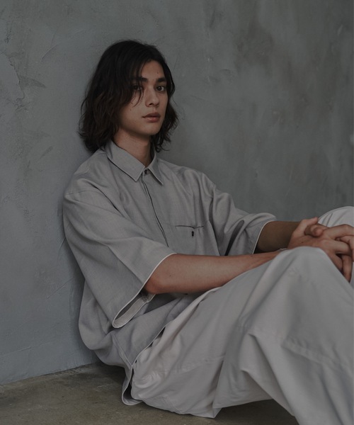 shiki tokyo（シキトウキョウ）の「Oversized Stitch Half Sleeve Shirt / オーバーサイズステッチハーフスリーブシャツ（シャツ/ブラウス・メンズ・ターコイズブルー/ライトグレー・SMALL/MEDIUM/LARGE）」の11枚目の写真