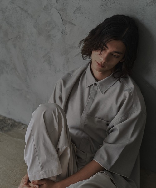 shiki tokyo（シキトウキョウ）の「Oversized Stitch Half Sleeve Shirt / オーバーサイズステッチハーフスリーブシャツ（シャツ/ブラウス・メンズ・ターコイズブルー/ライトグレー・SMALL/MEDIUM/LARGE）」の13枚目の写真