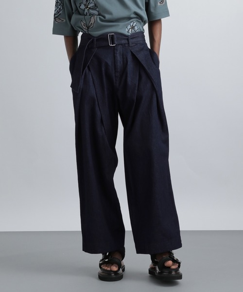 HARE（ハレ）の「ベルテッドワイドデニムパンツ(HARE)（デニムパンツ・メンズ・ブラック/インディゴブルー・SMALL/MEDIUM）」の8枚目の写真