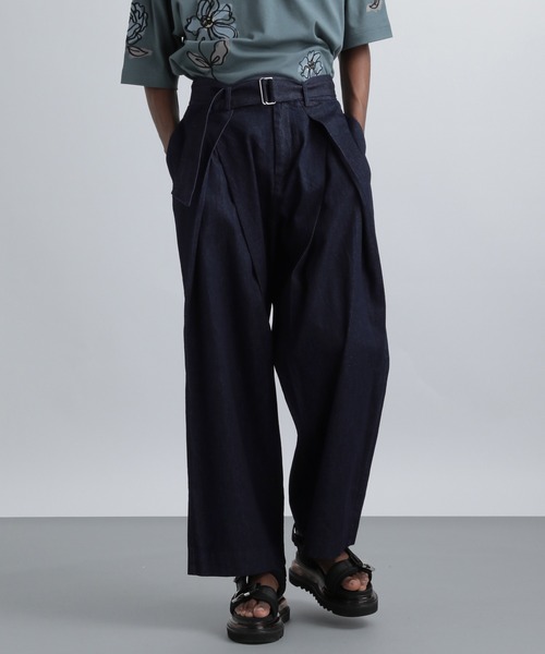 HARE（ハレ）の「ベルテッドワイドデニムパンツ(HARE)（デニムパンツ・メンズ・ブラック/インディゴブルー・SMALL/MEDIUM）」の13枚目の写真