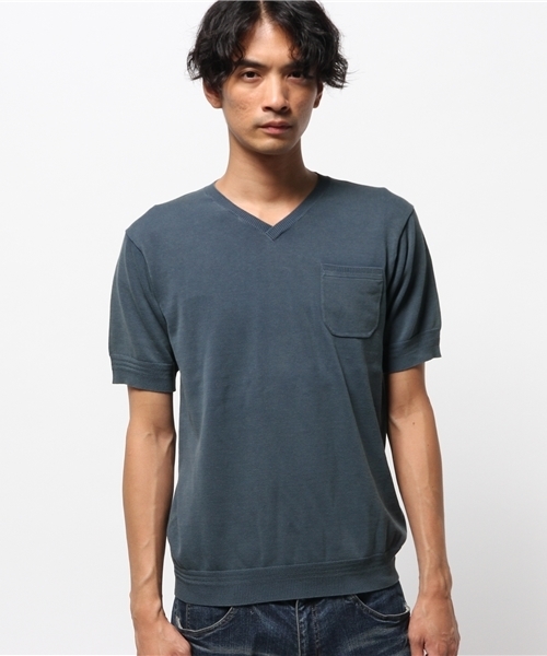 ivory court（アイボリーコート）の「12G ストーンウォッシュニットTシャツ（ニット/セーター・メンズ・グレー/ネイビー・40/38）」の3枚目の写真