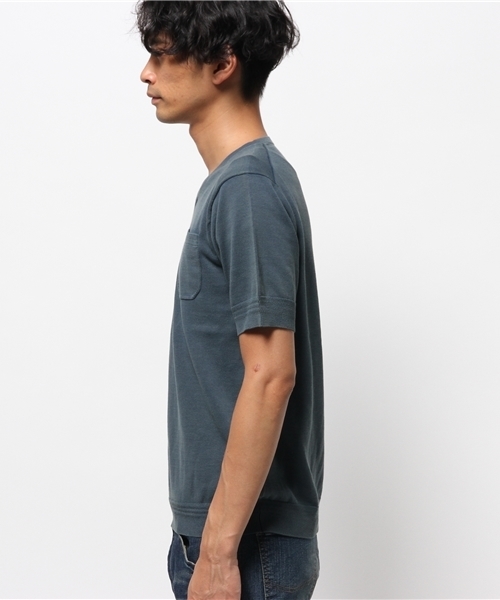 ivory court（アイボリーコート）の「12G ストーンウォッシュニットTシャツ（ニット/セーター・メンズ・グレー/ネイビー・40/38）」の4枚目の写真