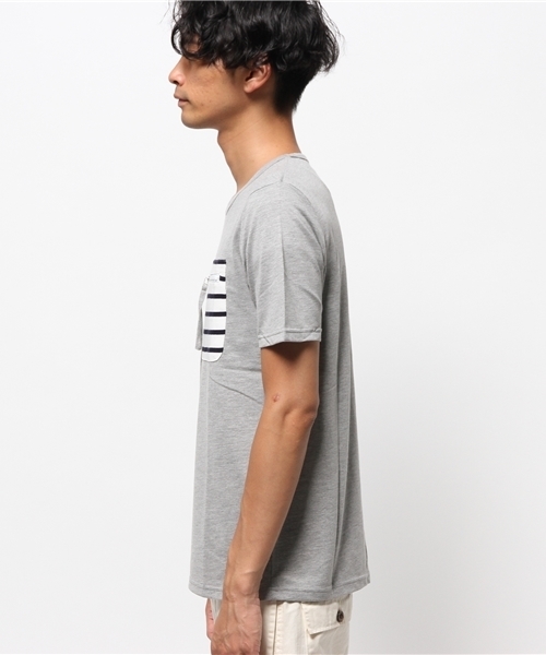 WEGO(ウィゴー)の「WEGO/ ファスナーボーダーポケットTシャツ(Tシャツ/カットソー・メンズ・ホワイト系その他/グレー/ホワイト・LARGE/MEDIUM)」の10枚目の写真