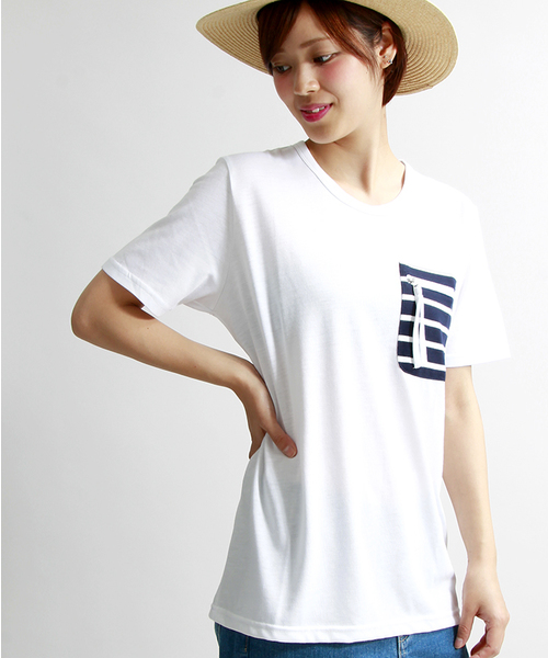 WEGO(ウィゴー)の「WEGO/ ファスナーボーダーポケットTシャツ(Tシャツ/カットソー・メンズ・ホワイト系その他/グレー/ホワイト・LARGE/MEDIUM)」の11枚目の写真