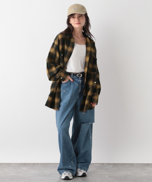 RAGEBLUE(レイジブルー)の「オンブレチェックシャツブルゾン(シャツ/ブラウス・レディース・レッド系/ブルー・FREE)」の7枚目の写真