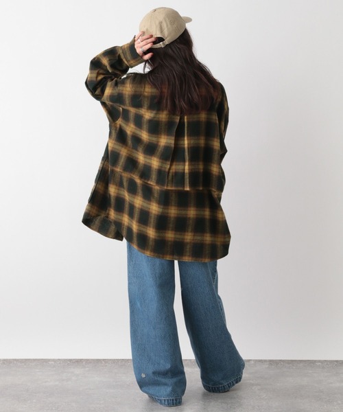 RAGEBLUE(レイジブルー)の「オンブレチェックシャツブルゾン(シャツ/ブラウス・レディース・レッド系/ブルー・FREE)」の9枚目の写真