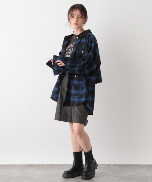 RAGEBLUE(レイジブルー)の「オンブレチェックシャツブルゾン(シャツ/ブラウス・レディース・レッド系/ブルー・FREE)」の10枚目の写真