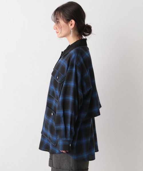 RAGEBLUE(レイジブルー)の「オンブレチェックシャツブルゾン(シャツ/ブラウス・レディース・レッド系/ブルー・FREE)」の18枚目の写真