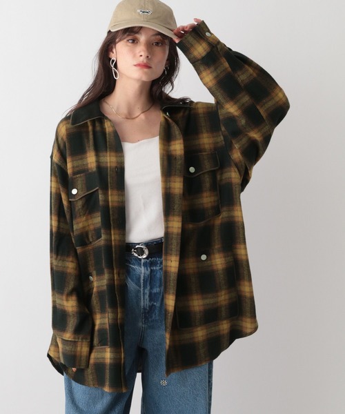 RAGEBLUE(レイジブルー)の「オンブレチェックシャツブルゾン(シャツ/ブラウス・レディース・レッド系/ブルー・FREE)」の12枚目の写真