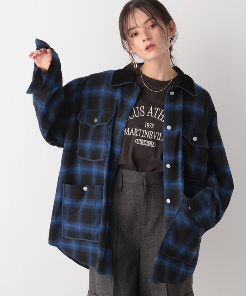 RAGEBLUE(レイジブルー)の「オンブレチェックシャツブルゾン(シャツ/ブラウス・レディース・レッド系/ブルー・FREE)」の16枚目の写真