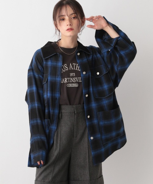 RAGEBLUE(レイジブルー)の「オンブレチェックシャツブルゾン(シャツ/ブラウス・レディース・レッド系/ブルー・FREE)」の17枚目の写真