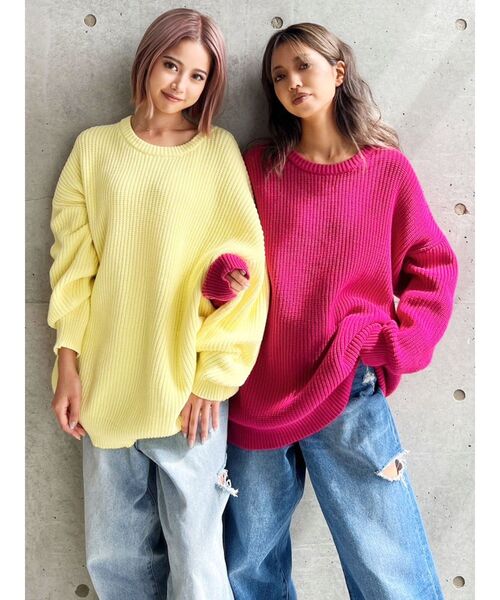 GYDA（ジェイダ）の「ベーシックソフトニットトップス（ニット/セーター・レディース・ライトブルー/ピンク/イエロー/アイボリー・FREE）」の10枚目の写真