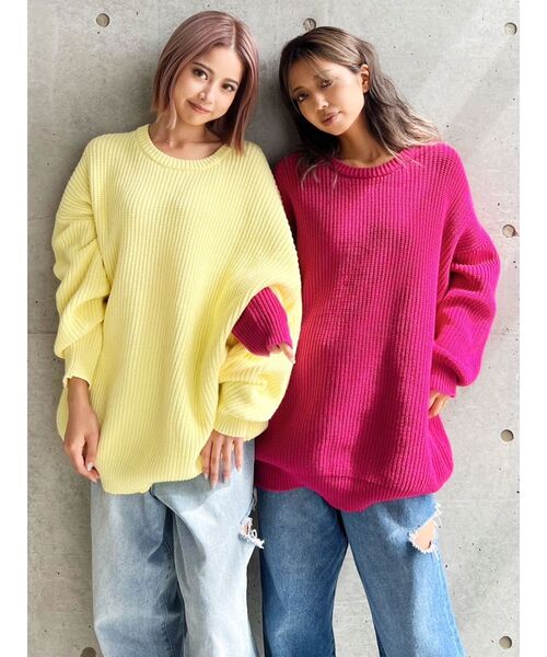 GYDA（ジェイダ）の「ベーシックソフトニットトップス（ニット/セーター・レディース・ライトブルー/ピンク/イエロー/アイボリー・FREE）」の12枚目の写真