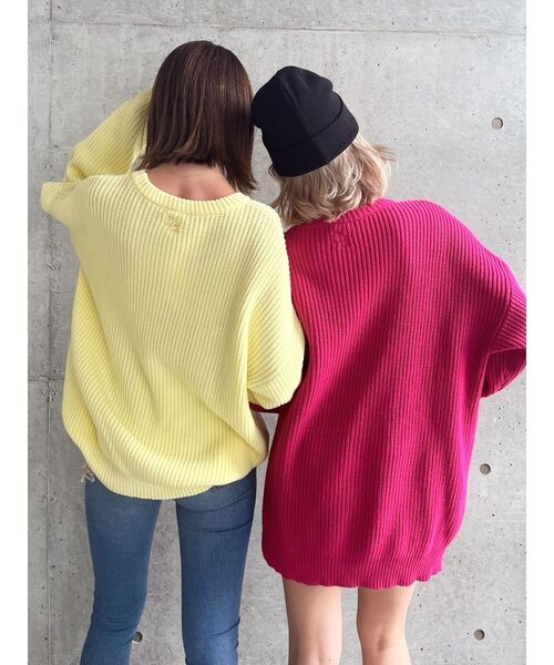 GYDA（ジェイダ）の「ベーシックソフトニットトップス（ニット/セーター・レディース・ライトブルー/ピンク/イエロー/アイボリー・FREE）」の19枚目の写真