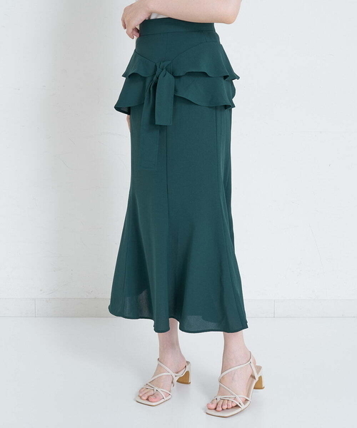 A de a.v.v（アードアー・ヴェ・ヴェ）の「ラッフルリボンマーメイドスカート（スカート・レディース・グリーン/サンドベージュ/ブラック・36/38）」の3枚目の写真