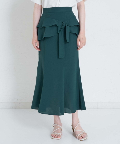 A de a.v.v（アードアー・ヴェ・ヴェ）の「ラッフルリボンマーメイドスカート（スカート・レディース・グリーン/サンドベージュ/ブラック・36/38）」の13枚目の写真