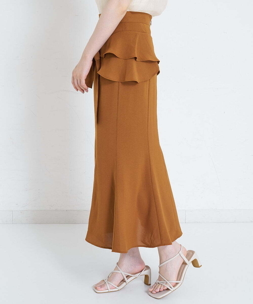 A de a.v.v（アードアー・ヴェ・ヴェ）の「ラッフルリボンマーメイドスカート（スカート・レディース・グリーン/サンドベージュ/ブラック・36/38）」の14枚目の写真