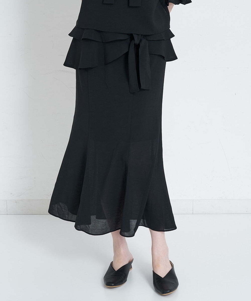 A de a.v.v（アードアー・ヴェ・ヴェ）の「ラッフルリボンマーメイドスカート（スカート・レディース・グリーン/サンドベージュ/ブラック・36/38）」の15枚目の写真