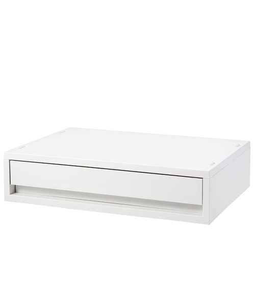 ポリプロピレンケース・引出式・横ワイド・薄型・ホワイトグレー 約幅