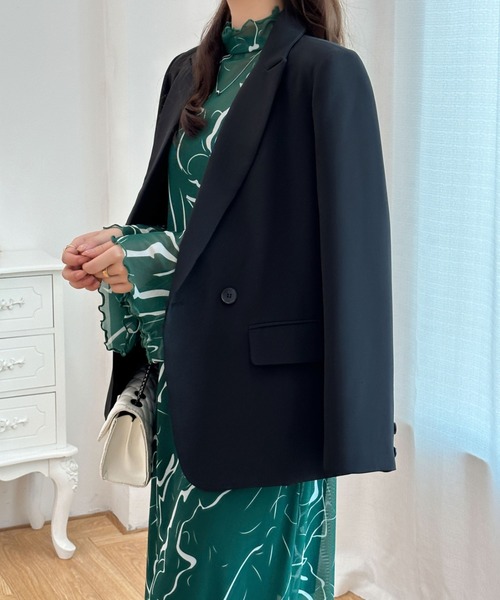 ECLIN(エクラン)の「インナーキャミ付きメロウシーズルメッシュシアーロングワンピース(ワンピース・レディース・ブルー/ブラック/グリーン/モカ・M/L)」の15枚目の写真