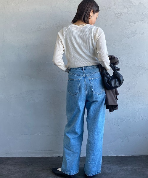 HANES（ヘインズ）の「[HANES/ヘインズ] UNDIES サーマルクルーネックカットソー（Tシャツ/カットソー・レディース・オフホワイト/ブラック/ヘザーグレー/ブラウン・F）」の12枚目の写真