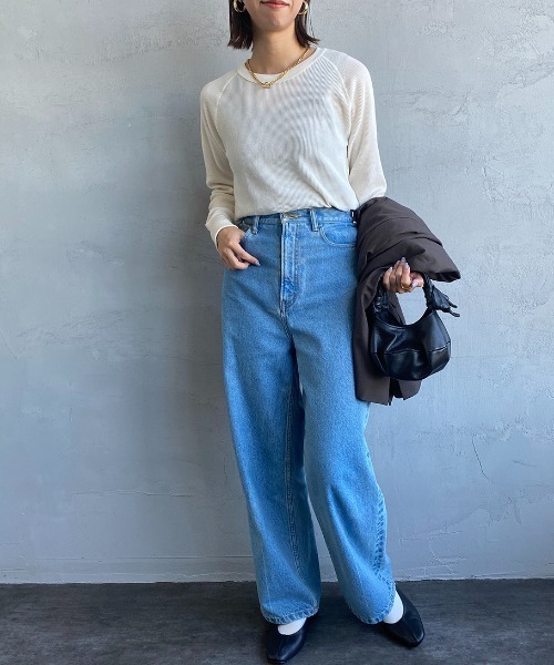 HANES（ヘインズ）の「[HANES/ヘインズ] UNDIES サーマルクルーネックカットソー（Tシャツ/カットソー・レディース・オフホワイト/ブラック/ヘザーグレー/ブラウン・F）」の5枚目の写真