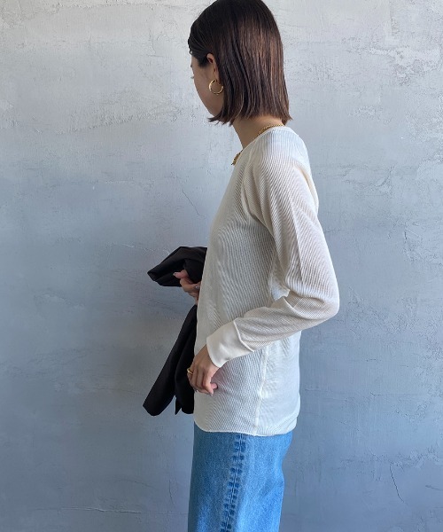 HANES（ヘインズ）の「[HANES/ヘインズ] UNDIES サーマルクルーネックカットソー（Tシャツ/カットソー・レディース・オフホワイト/ブラック/ヘザーグレー/ブラウン・F）」の17枚目の写真