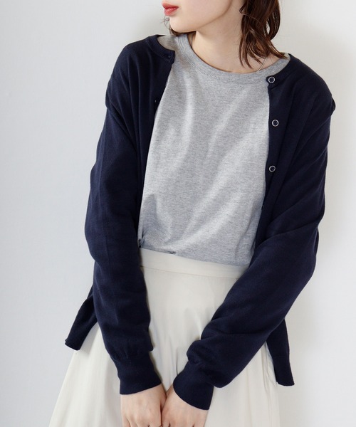 FUNALIVE（ファンアライブ）の「PAGE ONE コットン天竺長袖Ｔシャツ（Tシャツ/カットソー・レディース・オフホワイト/バーガンディー/ブラック/杢グレー/カーキ・L/LL/M）」の3枚目の写真