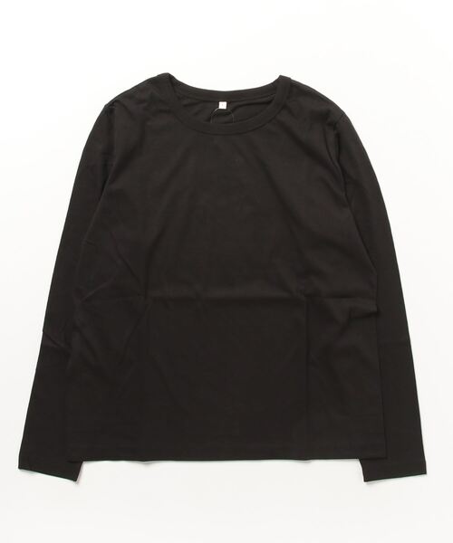 FUNALIVE（ファンアライブ）の「PAGE ONE コットン天竺長袖Ｔシャツ（Tシャツ/カットソー・レディース・オフホワイト/バーガンディー/ブラック/杢グレー/カーキ・L/LL/M）」の6枚目の写真