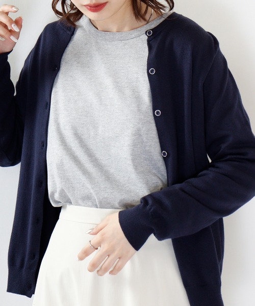 FUNALIVE（ファンアライブ）の「PAGE ONE コットン天竺長袖Ｔシャツ（Tシャツ/カットソー・レディース・オフホワイト/バーガンディー/ブラック/杢グレー/カーキ・L/LL/M）」の14枚目の写真