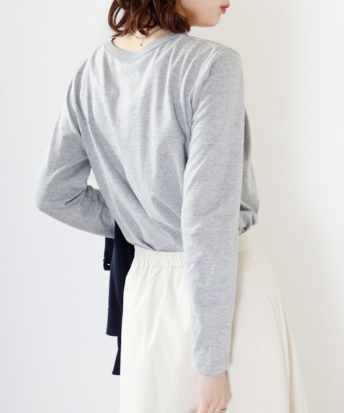 FUNALIVE（ファンアライブ）の「PAGE ONE コットン天竺長袖Ｔシャツ（Tシャツ/カットソー・レディース・オフホワイト/バーガンディー/ブラック/杢グレー/カーキ・L/LL/M）」の19枚目の写真