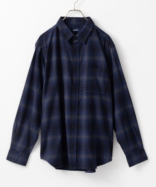 NAVY（ネイビー）の「ネルチェックシャツ（シャツ/ブラウス・メンズ・ネイビー/ブラウン/イエロー/カーキ/ベージュ/ブラック/チャコール/レッド・XL/L/M）」の6枚目の写真