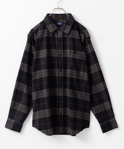 NAVY（ネイビー）の「ネルチェックシャツ（シャツ/ブラウス・メンズ・ネイビー/ブラウン/イエロー/カーキ/ベージュ/ブラック/チャコール/レッド・XL/L/M）」の3枚目の写真