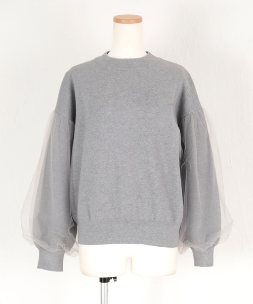 titivate（ティティベイト）の「チュールデザインスリーブニットプルオーバー（ニット/セーター・レディース・グレー/ブラック・M/S）」の14枚目の写真