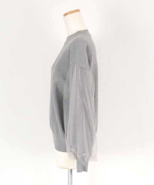 titivate（ティティベイト）の「チュールデザインスリーブニットプルオーバー（ニット/セーター・レディース・グレー/ブラック・M/S）」の15枚目の写真