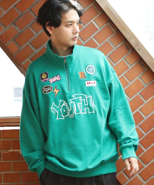 8(eight)(エイト)の「ロゴハーフジップ(スウェット・メンズ・グリーン系その他/ブラック/アッシュグレー/オフホワイト・LARGE/MEDIUM)」の1枚目の写真