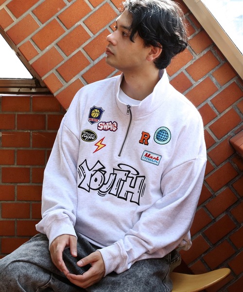 8(eight)(エイト)の「ロゴハーフジップ(スウェット・メンズ・グリーン系その他/ブラック/アッシュグレー/オフホワイト・LARGE/MEDIUM)」の4枚目の写真