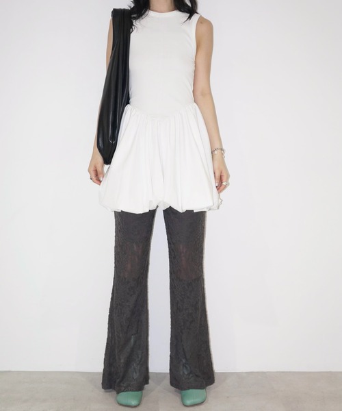 flower jacquard-lace leggings PT / ジャガードレースフレアパンツ